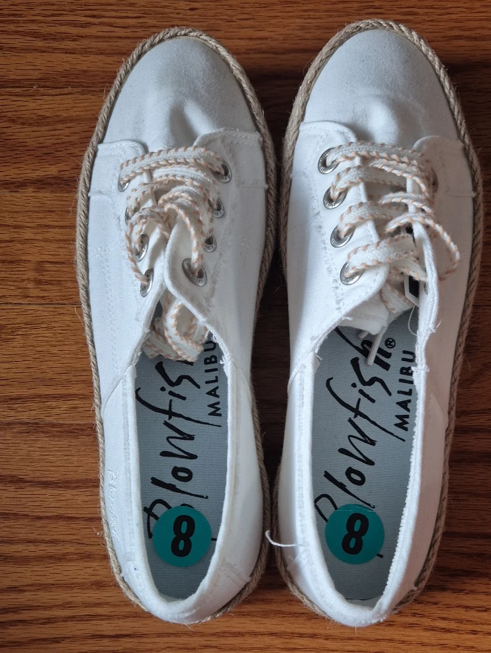 Blowfish Women’s White Canvas Espadrille Lace-Up Sneakers, size 8 NWOB